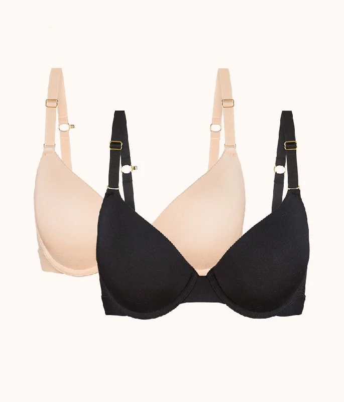 The All-Day T-Shirt Bra Bundle: Toasted Almond/Jet Black Collared T-Shirt Boat Neck A-Line The All-Day T-Shirt Bra Bundle: Toasted Almond/Jet Black Collared T-Shirt Boat Neck A-Line