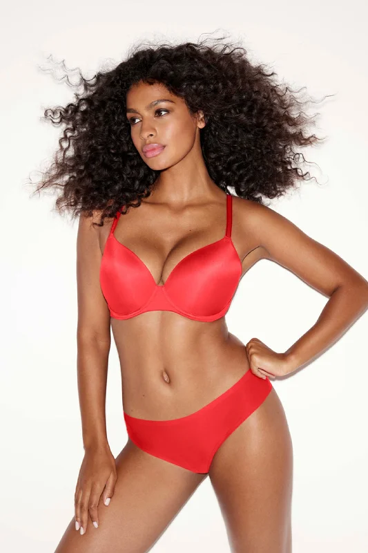 Undetected Moulded T-shirt Bra Chilli Red Notch Collar Peter Pan Collar Cowl Neck