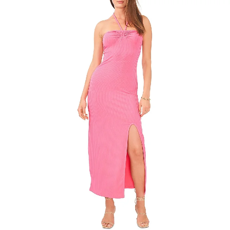 1.State Womens Knit Halter Maxi Dress Trendy Short Sleeve Maxi Dress
