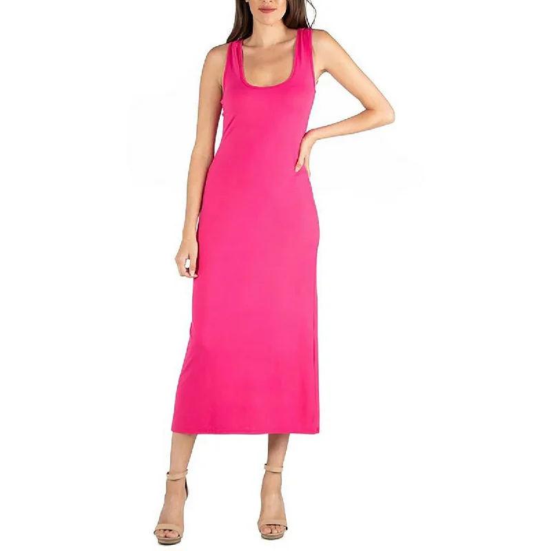 24seven Comfort Apparel Womens Knit Sleeveless Maxi Dress Cozy Maxi Dress with Slit
