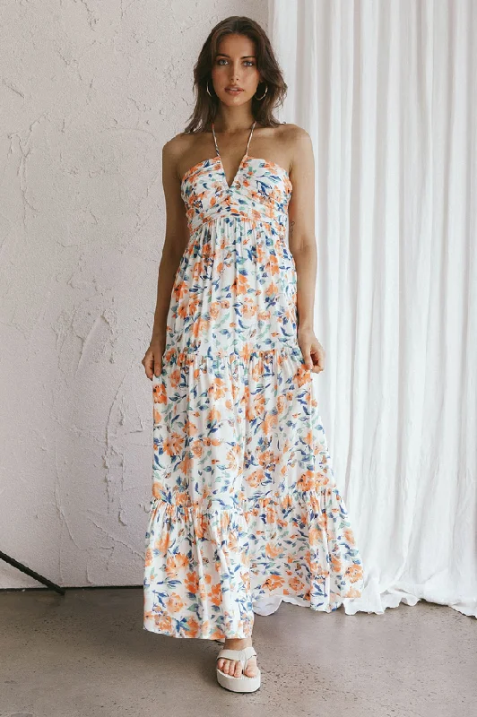 Asiah Halter Neck Maxi Dress Cozy Maxi Dress with Slit