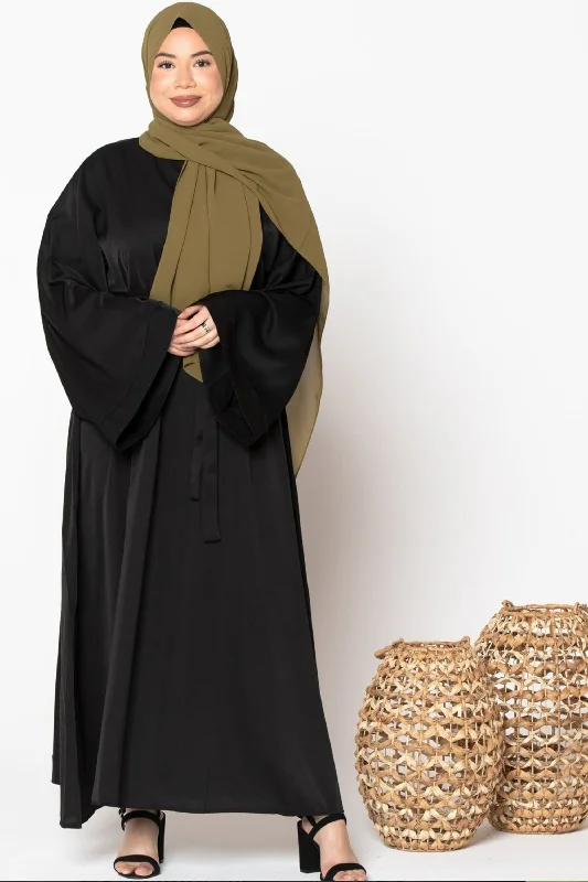 Black Kimono Abaya Maxi Dress Comfortable Long-Sleeve Maxi Dress