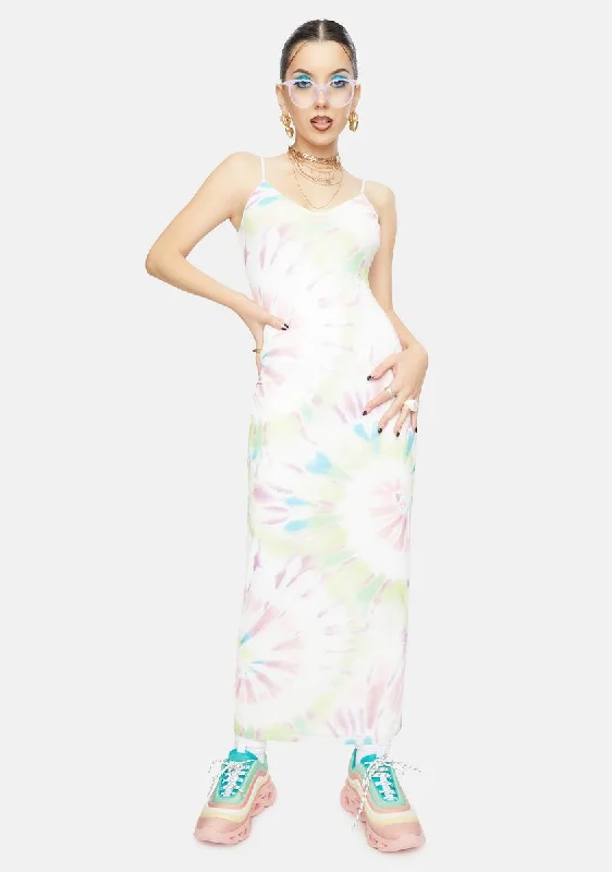 Blank Spiral Amina Tie Dye Maxi Dress Cozy Ribbed Maxi Dress