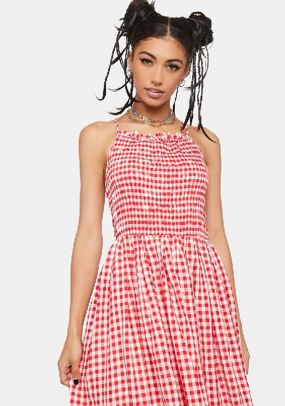 Can I Be Honest Gingham Maxi Dress Fashionable Layered Maxi Dress