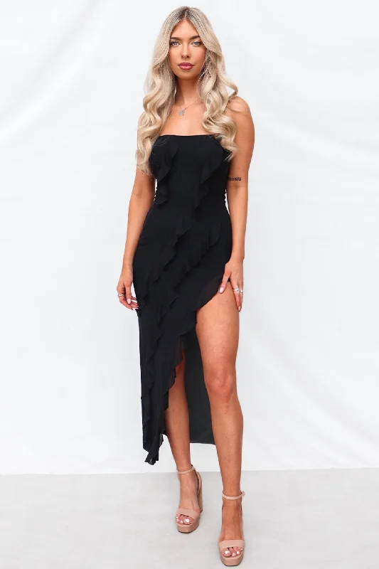 Cardona Maxi Dress - Black Fashionable Layered Maxi Dress
