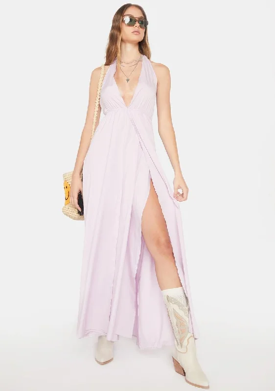 Cherish Me Halter Maxi Dress Elegant Lace-Up Maxi Dress