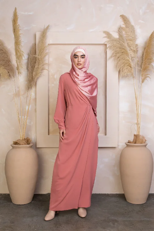 Coral Wrap Maxi Dress Elegant Maxi Dress with Ruffles