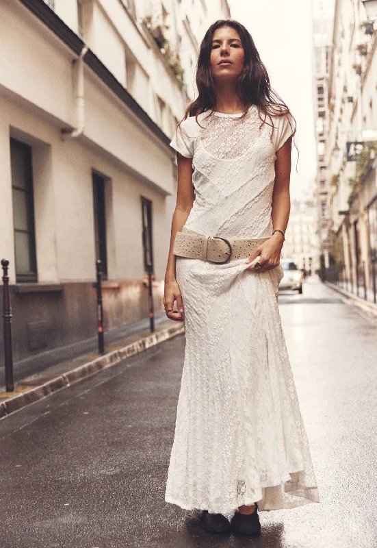 Cypress Maxi Dress- Optic White Elegant Maxi Dress with Slit