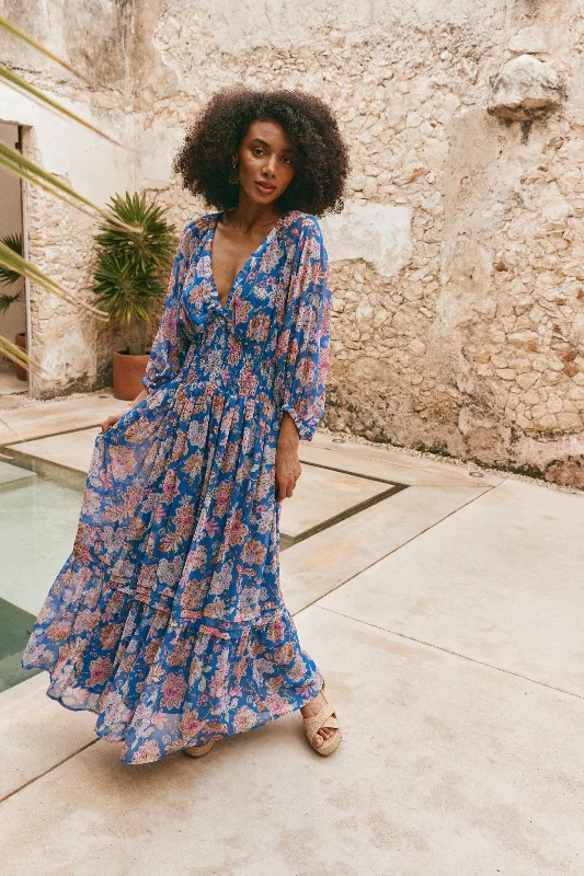 Eb & Ive - Sereno Maxi Dress - Palme Trendy Satin Maxi Dress