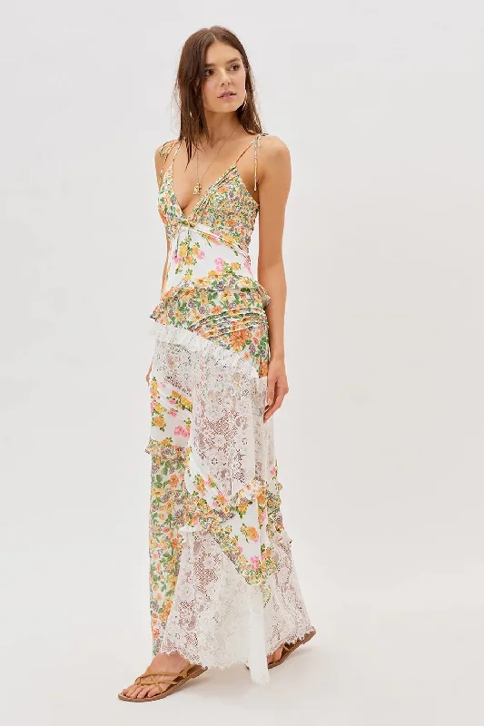 For Love & Lemons Rosalyn Maxi Dress - Marigold Stylish Long Sleeve Maxi Dress