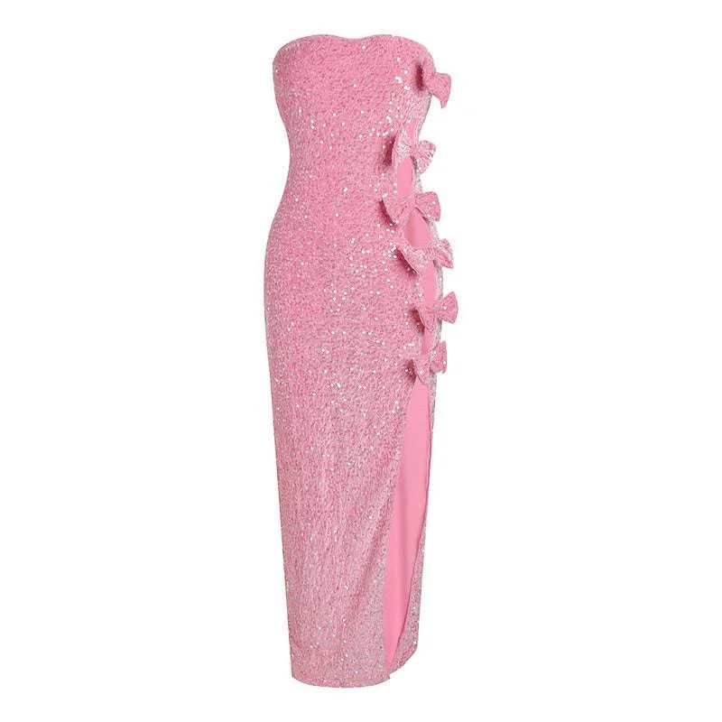 Gemma Sequined Maxi Dress Comfortable Maxi Dress with Belt
