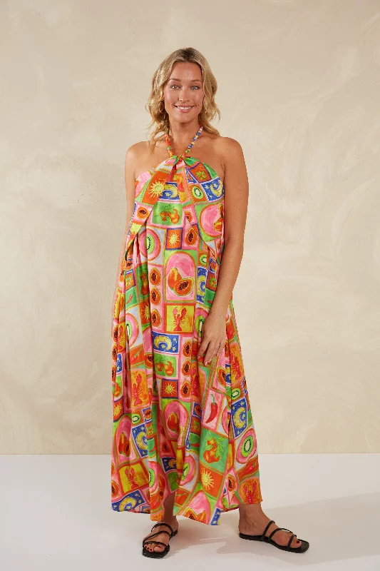 Haven - Portofino Halter Maxi Dress - Spritz Elegant Maxi Dress with Pockets