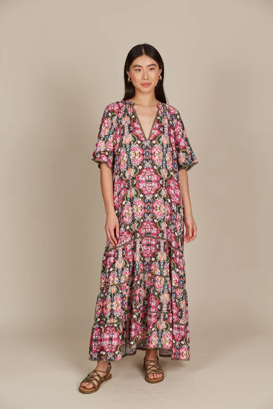 Isle of Mine - Esme Maxi Dress - Olive Fleuron Cozy Wrap Maxi Dress