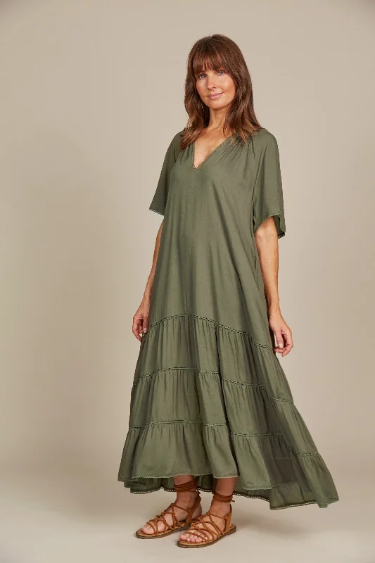 Isle of Mine - Esme Maxi Dress - Olive Fashionable High-Low Maxi Dress