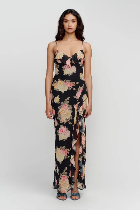 Leia Maxi Dress - Vitange Roses Fashionable Chiffon Maxi Dress