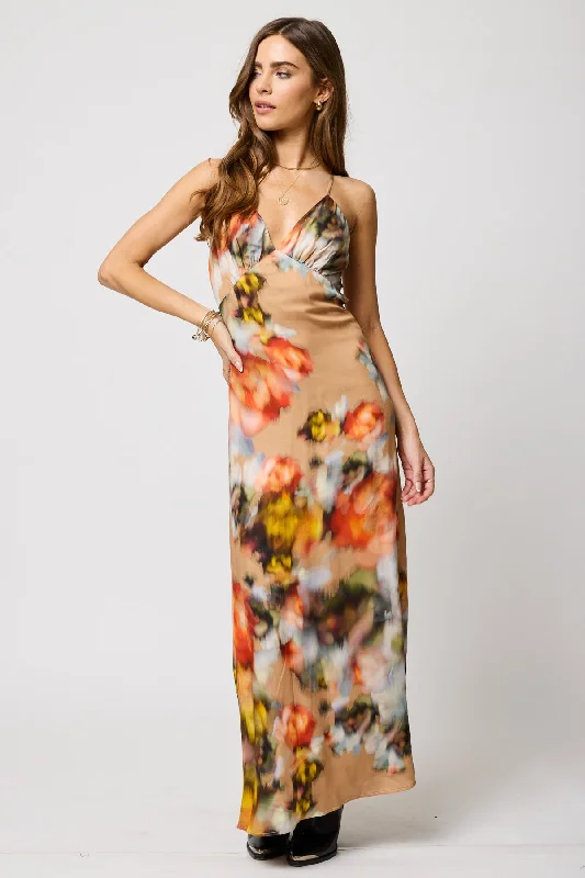 Lucia Maxi Dress - Watercolor Floral Fashionable Sleeveless Maxi Dress