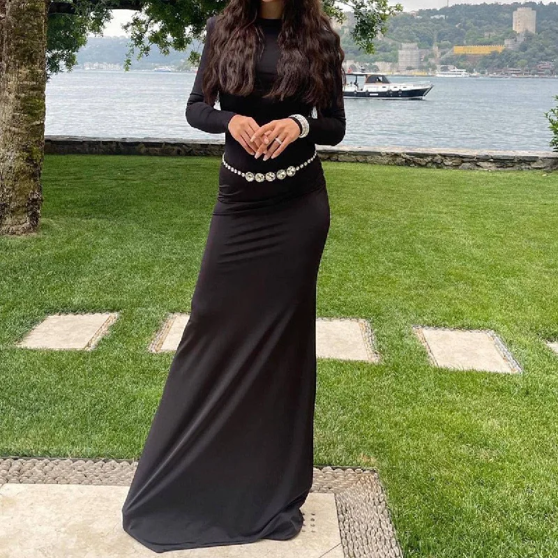 Lucy Long Sleeve Crystal Embellished Backless Maxi Dress Stylish Long Sleeve Maxi Dress Lucy Long Sleeve Crystal Embellished Backless Maxi Dress Stylish Long Sleeve Maxi Dress