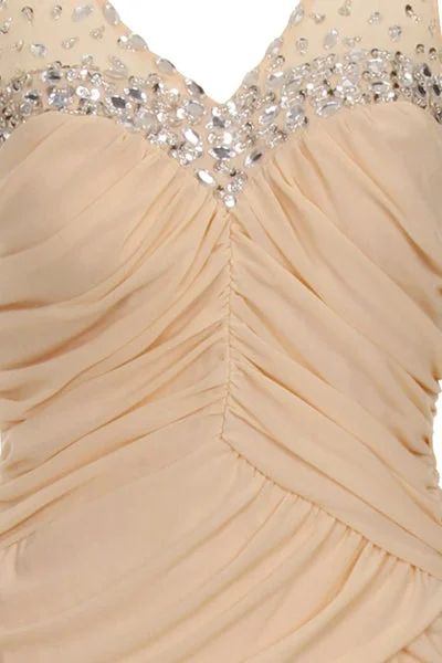 Mercedes Nude Jewel Drape Maxi Dress Stylish Boho Maxi Dress