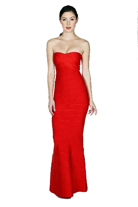 Naughty Grl Elegant Mermaid Tube Bandage Maxi Dress - Red Fashionable Sleeveless Maxi Dress