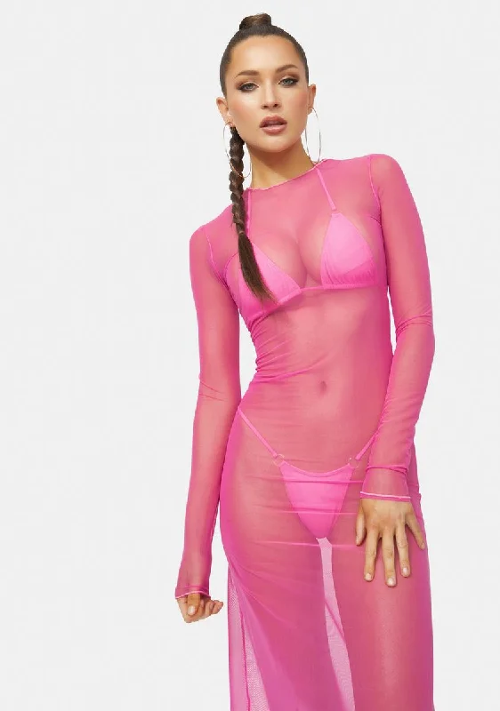 Penelope Net Mesh Maxi Dress Trendy A-Line Maxi Dress