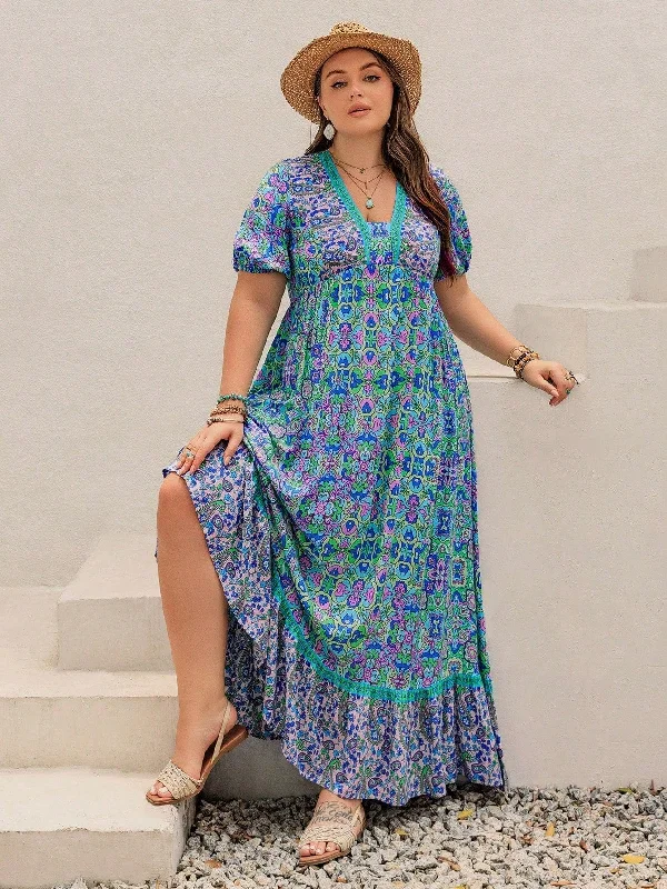 PLUS SIZE Capri Maxi Dress Cozy Ruffle Sleeve Maxi Dress