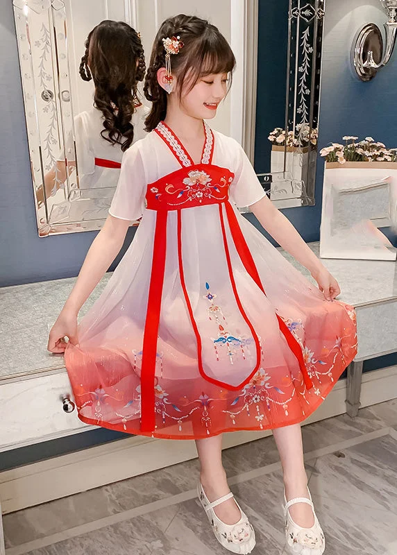 Red V Neck Lace Patchwork Tulle Kids Holiday Maxi Dress Short Sleeve Trendy Short Sleeve Maxi Dress Red V Neck Lace Patchwork Tulle Kids Holiday Maxi Dress Short Sleeve Trendy Short Sleeve Maxi Dress