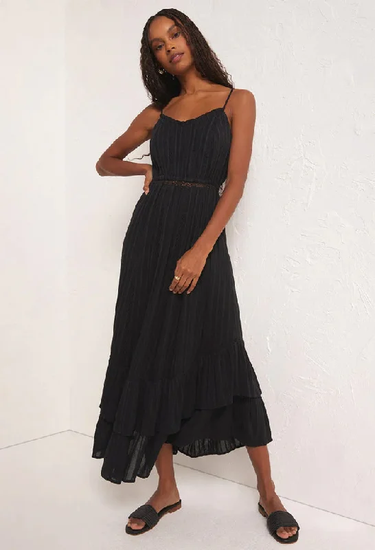 Rose Maxi Dress-Black Fashionable Chiffon Tiered Maxi Dress