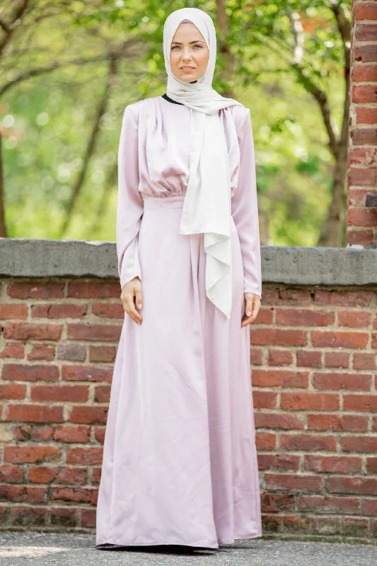 Satin Pleated Maxi Dress-CLEARANCE Elegant Maxi Dress with Ruffles
