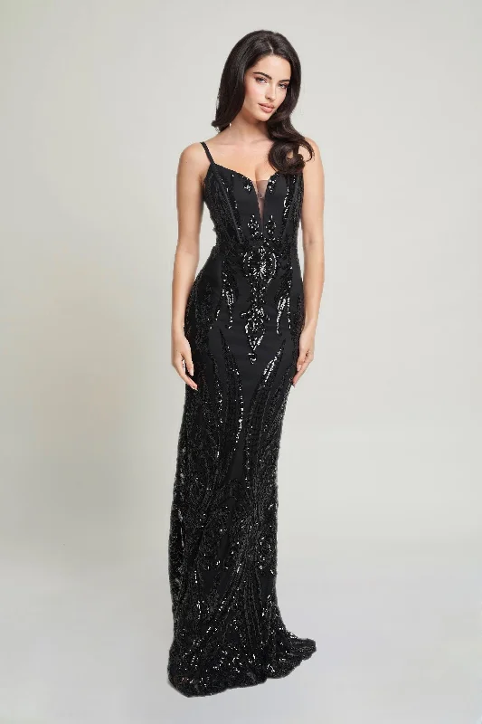 SEQUINS MAXI DRESS Chic Off-Shoulder Maxi Dress