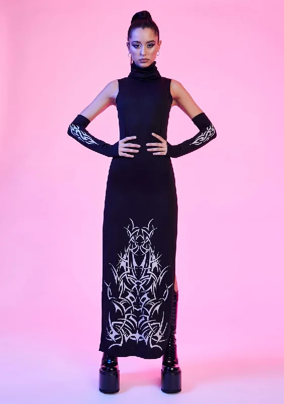 So Defenseless Reflective Maxi Dress Cozy Maxi Dress with Slit