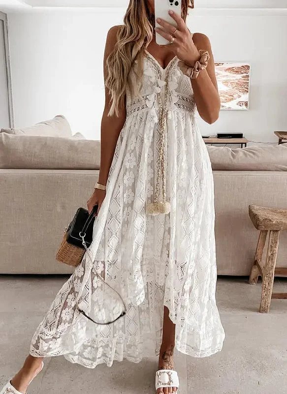 Lace Sling Swing Maxi Dress Comfortable Ruffle Maxi Dress
