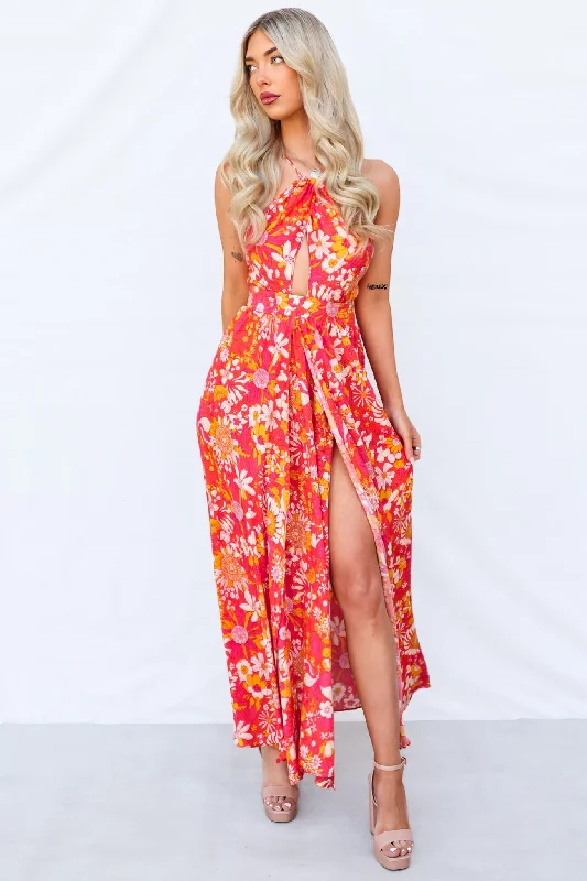 Tahnee Maxi Dress - Orange Multi Trendy A-Line Maxi Dress