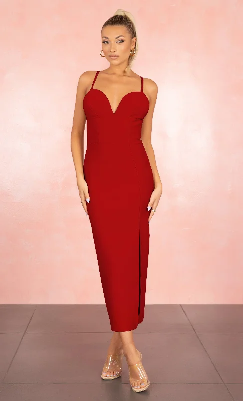 Thinking It Over Red Sleeveless Spaghetti Strap V Neck Wide Waist High Slit Bodycon Bandage Maxi Dress Cozy Ribbed Maxi Dress Thinking It Over Red Sleeveless Spaghetti Strap V Neck Wide Waist High Slit Bodycon Bandage Maxi Dress Cozy Ribbed Maxi Dress
