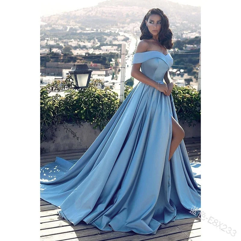 WEPBEL Women Elegant Party Evening Maxi Dress Casual Ladies Off Shoulder Strapless High Waist Floor Length Split Long Dress Elegant Maxi Dress with Lace