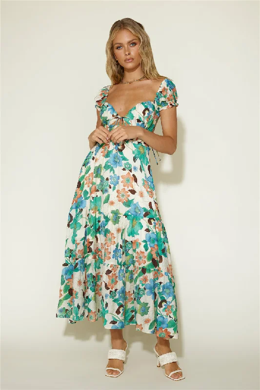 Afternoon Glow Maxi Dress Floral Stylish Off-Shoulder Maxi Dress