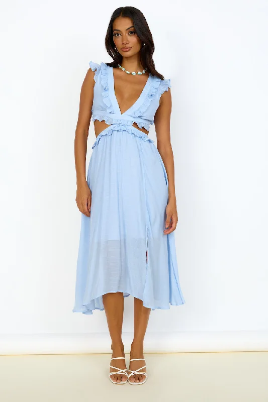 Angel Numbers Maxi Dress Blue Fashionable Asymmetrical Maxi Dress