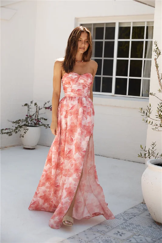 Dainty Events Strapless Maxi Dress Pink Cozy Longline Maxi Dress