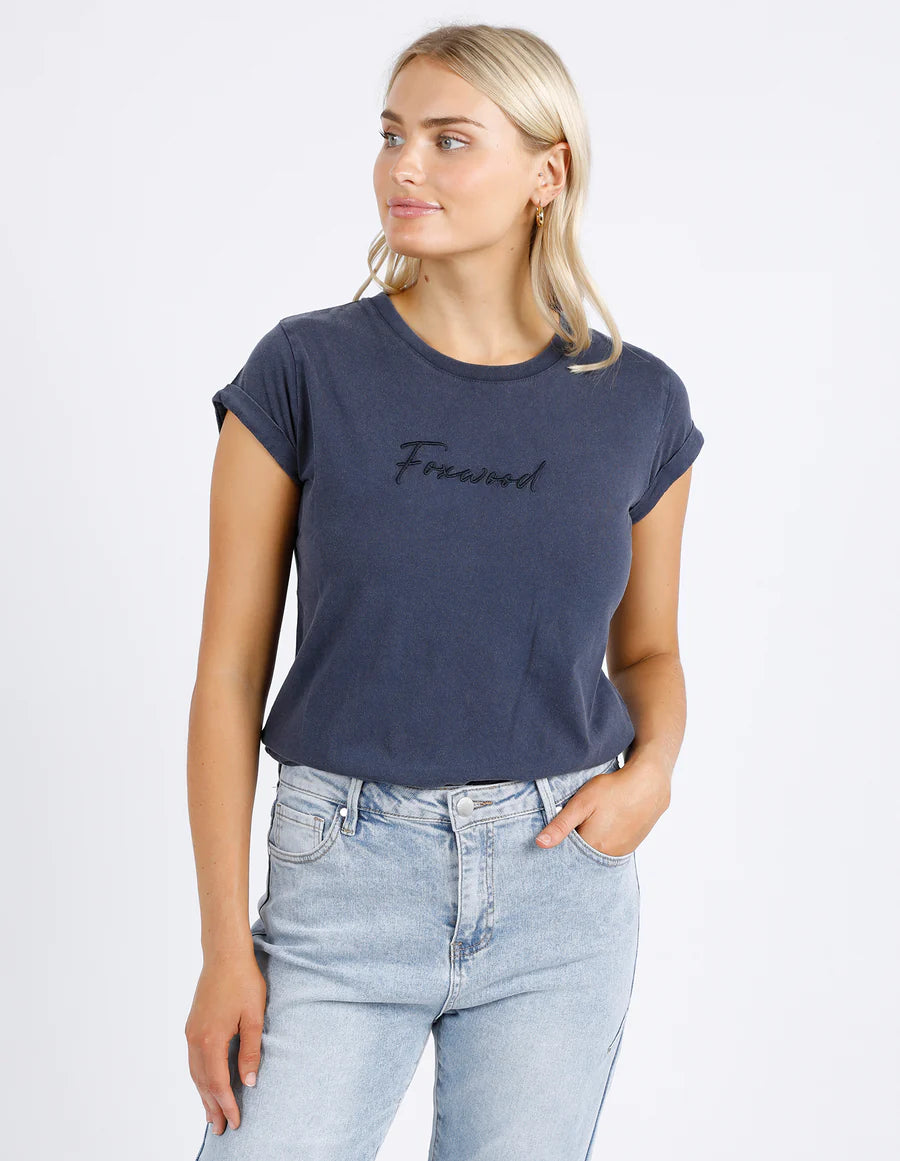 FOXWOOD SIGNATURE TEE NAVY Oversized T-Shirt Spandex breathable
