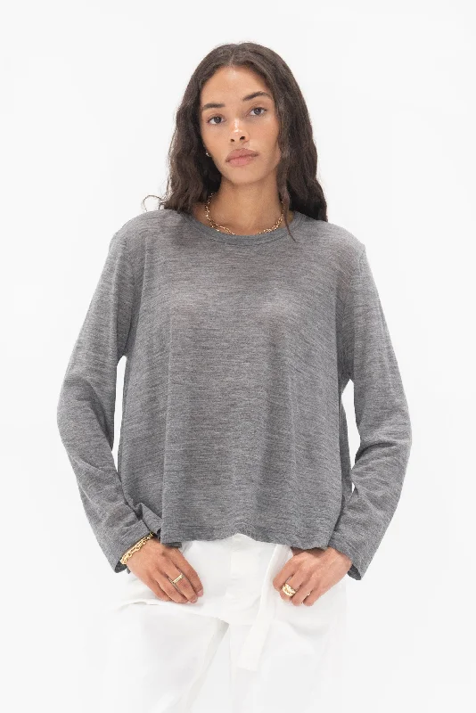 Mama T-Shirt, Grey Welt Pockets Slit Pockets Flap Pockets