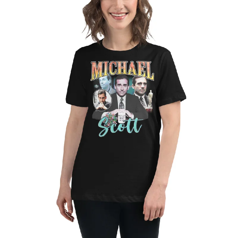 Michael Scott Vintage Women's Relaxed T-Shirt Boxy Fit Fitted Loose