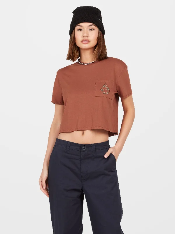 Pocket Dial T-shirt - DARK CLAY Welt Pockets Slit Pockets Flap Pockets