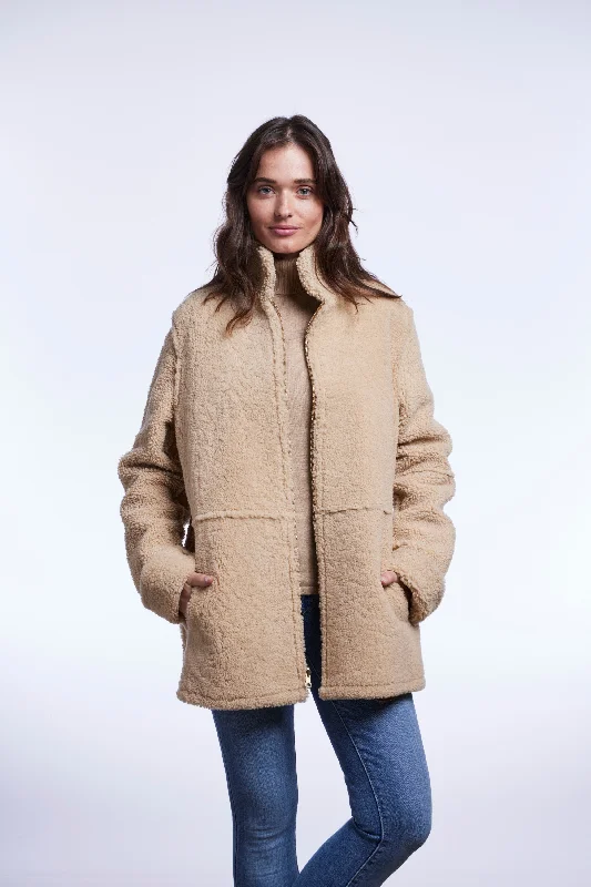 #140B Reversible Curly Shearling Zip Jacket SOLD OUT Hoodie Zip-Up Jacket Button-Up Jacket #140B Reversible Curly Shearling Zip Jacket SOLD OUT Hoodie Zip-Up Jacket Button-Up Jacket