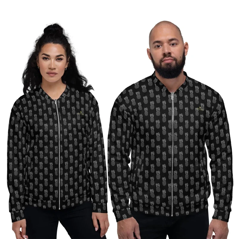 Black Pineapple Bomber Jacket, Modern Unisex Jacket For Men/Women With Pockets - Made in USA/ MX/ EU Satin Jacket Silk Jacket Chiffon Jacket Black Pineapple Bomber Jacket, Modern Unisex Jacket For Men/Women With Pockets - Made in USA/ MX/ EU Satin Jacket Silk Jacket Chiffon Jacket