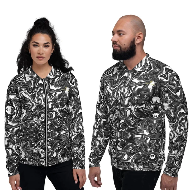 Black White Marble Bomber Jacket, Unisex Jacket For Men/Women With Pockets-Made in EU Striped Jacket Polka Dot Jacket Floral Jacket Black White Marble Bomber Jacket, Unisex Jacket For Men/Women With Pockets-Made in EU Striped Jacket Polka Dot Jacket Floral Jacket