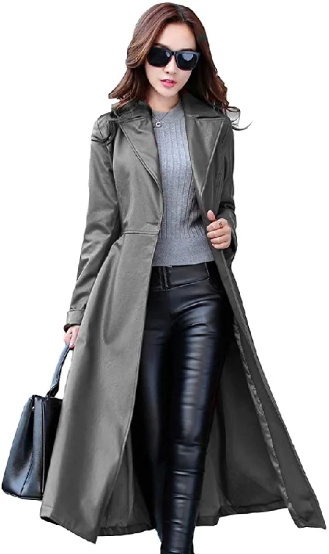 KL Koza Leathers Women's Lambskin Leather Trench Jacket Over Coat WT021 Insulated Jacket Fitted Jacket Loose Jacket KL Koza Leathers Women's Lambskin Leather Trench Jacket Over Coat WT021 Insulated Jacket Fitted Jacket Loose Jacket