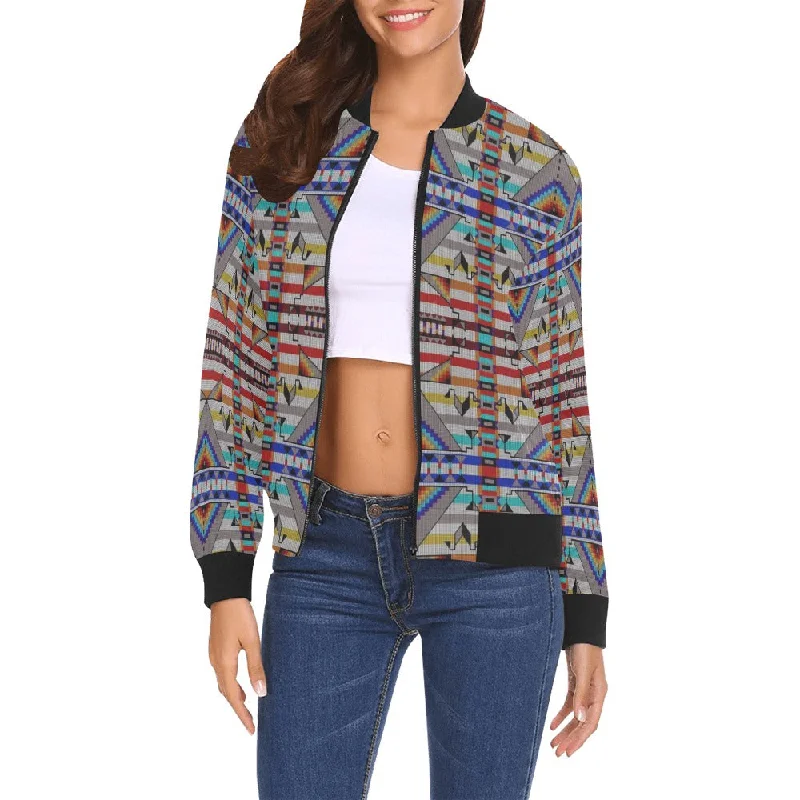 Medicine Blessing White All Over Print Bomber Jacket for Women Front Pockets Side Pockets Patch Pockets Medicine Blessing White All Over Print Bomber Jacket for Women Front Pockets Side Pockets Patch Pockets