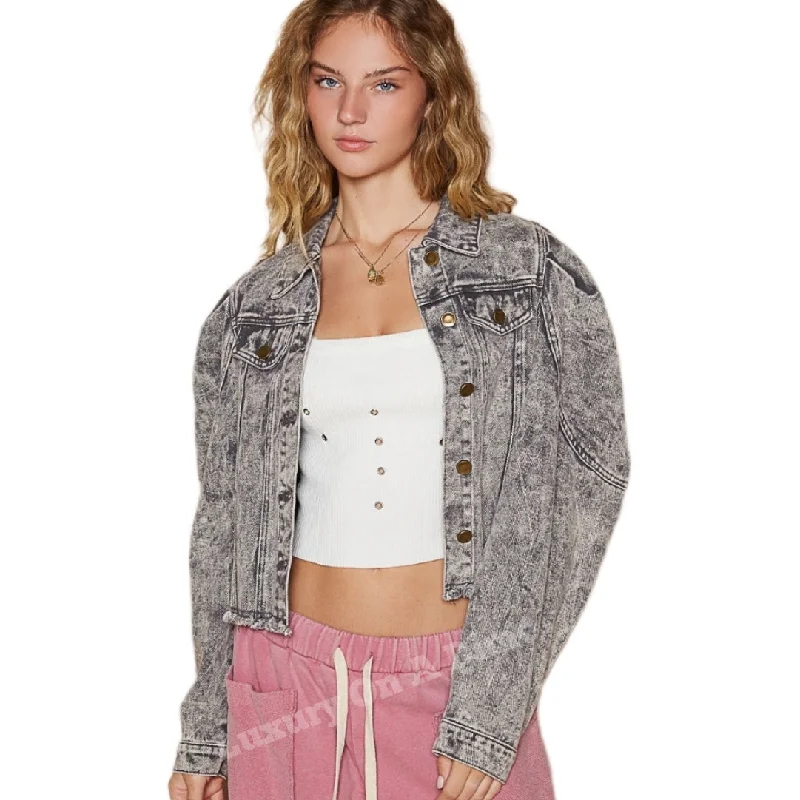 POL Acid Wash Retro Cropped 90s Denim Collar Button-Up Pocket Bleached Jean Jacket V-Neck Jacket Boat Neck Jacket Square Neck Jacket POL Acid Wash Retro Cropped 90s Denim Collar Button-Up Pocket Bleached Jean Jacket V-Neck Jacket Boat Neck Jacket Square Neck Jacket