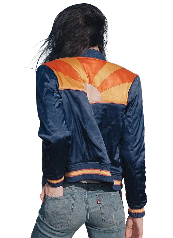 Rising Sun Navy Blue Quilted 70s Style Bomber Jacket Cotton Jacket Linen Jacket Terry Jacket Rising Sun Navy Blue Quilted 70s Style Bomber Jacket Cotton Jacket Linen Jacket Terry Jacket