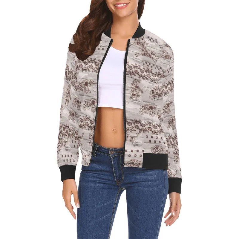 Sacred Run All Over Print Bomber Jacket for Women Chenille Fabric Brocade Fabric Lace Fabric Sacred Run All Over Print Bomber Jacket for Women Chenille Fabric Brocade Fabric Lace Fabric