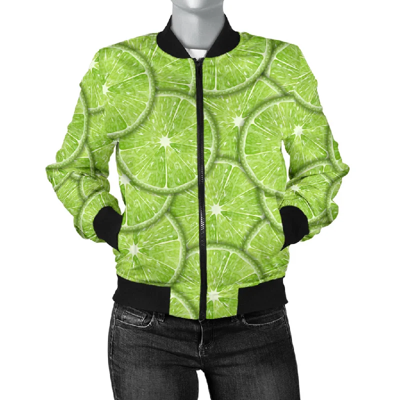 Slices Of Lime Pattern Women'S Bomber Jacket Ribbed Jacket Pleated Jacket Ruffled Jacket Slices Of Lime Pattern Women'S Bomber Jacket Ribbed Jacket Pleated Jacket Ruffled Jacket